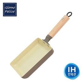 GIORNO FELICE IH Induction Ceramic Square Egg Roll Pan GF-ISB Non-Stick Tamagoyaki Pan with Wood Handle Multi-Purpose Brunch Skillet